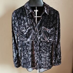 Pilcro Velvet Shirt in Black and Gray